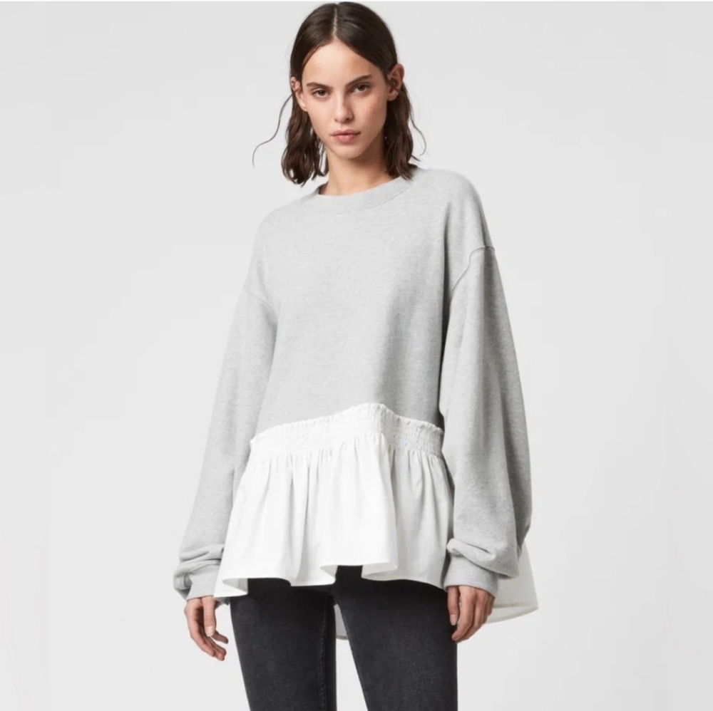 All Saints Gray and White Sweatshirt